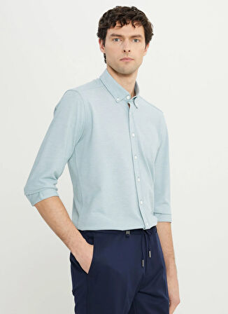 Altınyıldız Classics Slim Fit Düğmeli Yaka Petrol Erkek Gömlek ACE020252157_PET