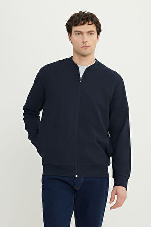 Pamuklu Standart Fit Normal Kesim Kolej Yaka Yan Cep Sweatshirt