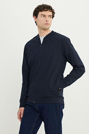 Pamuklu Standart Fit Normal Kesim Kolej Yaka Yan Cep Sweatshirt