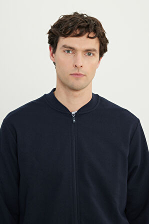 Pamuklu Standart Fit Normal Kesim Kolej Yaka Yan Cep Sweatshirt