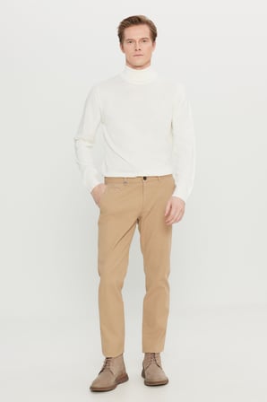 Pamuklu Slim Fit Dar Kesim Yan Cepli Armürlü Esnek Casual Pantolon