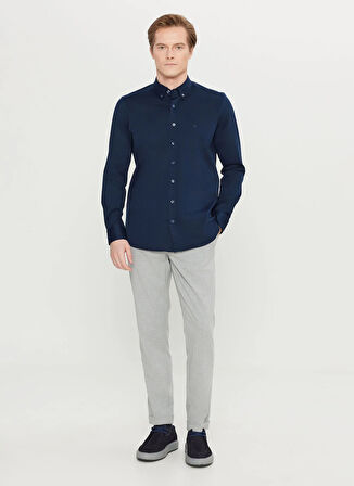 Altınyıldız Classics Slim Fit Düğmeli Yaka Lacivert Erkek Gömlek ACE020261469_LAC