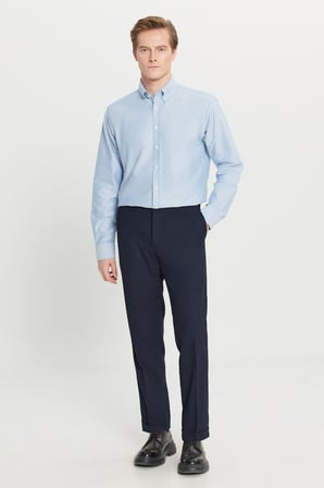 Yünlü Slim Fit Dar Kesim Beli Lastikli Yan Cepli Esnek Klasik Pantolon