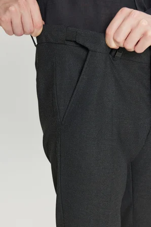 Yünlü Slim Fit Dar Kesim Beli Gizli Lastikli Yan Cepli Klasik Pantolon