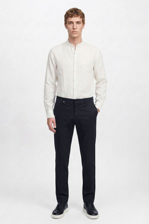 Pamuklu Slim Fit Dar Kesim Diagonal Desenli Yan Cepli Casual Pantolon
