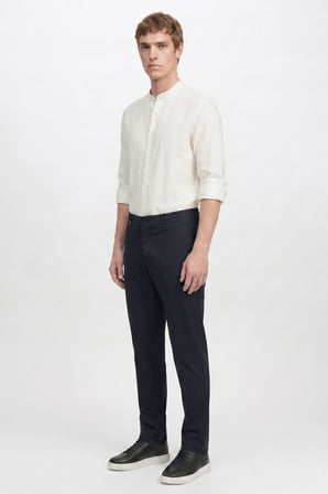 Pamuklu Slim Fit Dar Kesim Diagonal Desenli Yan Cepli Casual Pantolon