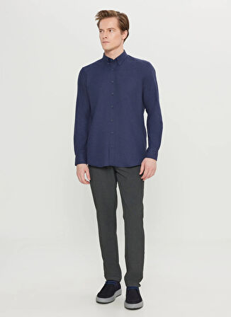 Altınyıldız Classics Slim Fit Düğmeli Yaka Lacivert Erkek Gömlek ACE020261519_LAC
