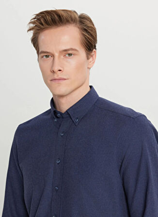 Altınyıldız Classics Slim Fit Düğmeli Yaka Lacivert Erkek Gömlek ACE020261519_LAC