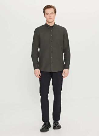 Altınyıldız Classics Slim Fit Düğmeli Yaka Haki Erkek Gömlek ACE020261519_HAK