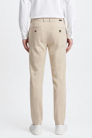 360 Her Yöne Esneyen Slim Fit Yan Cepli Diagonal Desenli Esnek Casual Pantolon