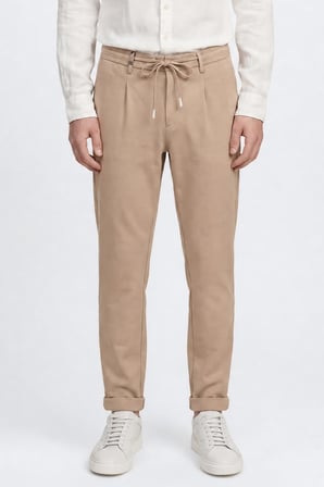 360 Her Yöne Esneyen Pamuklu Slim Fit Dar Kesim Beli Bağlamalı Yan Cepli Casual Pantolon