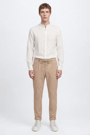 360 Her Yöne Esneyen Pamuklu Slim Fit Dar Kesim Beli Bağlamalı Yan Cepli Casual Pantolon