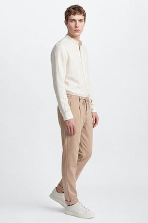 360 Her Yöne Esneyen Pamuklu Slim Fit Dar Kesim Beli Bağlamalı Yan Cepli Casual Pantolon