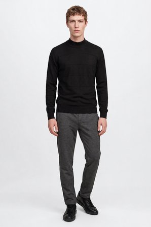 Slim Fit Dar Kesim Beli Bağlamalı Yan Cepli Diagonal Desenli Esnek Casual Pantolon