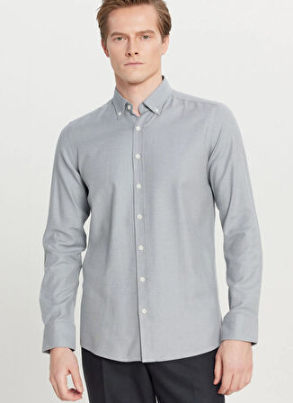Altınyıldız Classics Slim Fit Düğmeli Yaka Gri Erkek Gömlek ACE020261321_GRI