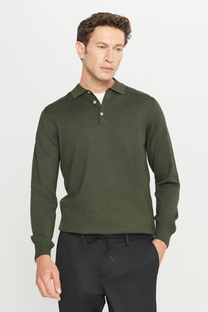 Yünlü Standart Fit Normal Kesim Polo Yaka Basic Triko Kazak