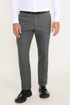 Slim Fit Dar Kesim Beli Gizli Lastikli Yan Cepli Armürlü Klasik Pantolon