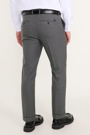 Slim Fit Dar Kesim Beli Gizli Lastikli Yan Cepli Armürlü Klasik Pantolon