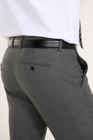 Slim Fit Dar Kesim Beli Gizli Lastikli Yan Cepli Armürlü Klasik Pantolon