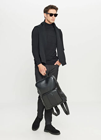 Altınyıldız Classics Yarım balıkçı Yaka Standart Siyah Erkek Kazak ACE049261485_SYH