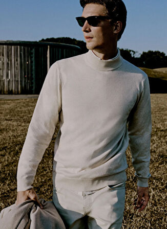 Altınyıldız Classics Yarım balıkçı Yaka Standart Bej Erkek Kazak ACE043261438_BEJ