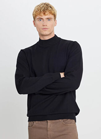 Altınyıldız Classics Yarım balıkçı Yaka Standart Siyah Erkek Kazak ACE043261438_SYH