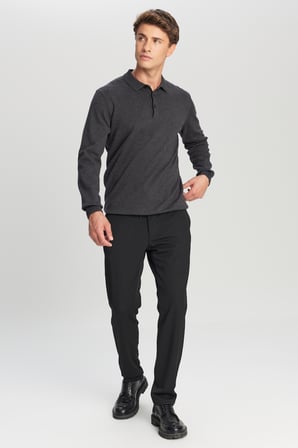 Pamuklu Standart Fit Normal Kesim Polo Yaka Triko Kazak