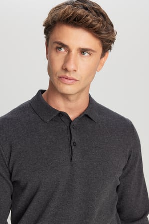 Pamuklu Standart Fit Normal Kesim Polo Yaka Triko Kazak