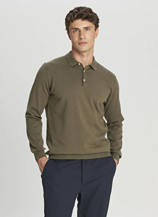 Altınyıldız Classics Polo Yaka Standart Haki Erkek Kazak ACE043261436_HAK