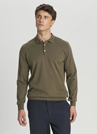 Altınyıldız Classics Polo Yaka Standart Haki Erkek Kazak ACE043261436_HAK