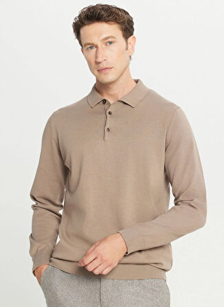 Altınyıldız Classics Polo Yaka Standart Vizon Erkek Kazak ACE043261436_VIZ