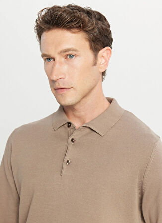 Altınyıldız Classics Polo Yaka Standart Vizon Erkek Kazak ACE043261436_VIZ