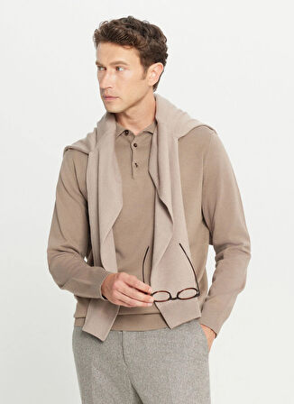 Altınyıldız Classics Polo Yaka Standart Vizon Erkek Kazak ACE043261436_VIZ