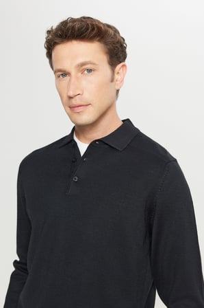 Yünlü Standart Fit Normal Kesim Polo Yaka Basic Triko Kazak