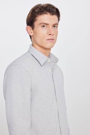 Pamuklu Comfort Fit Rahat Kesim Klasik Yaka Örme Gömlek