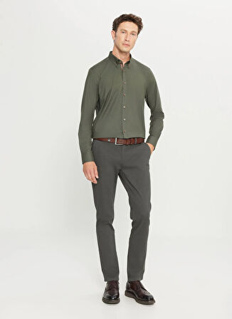 Altınyıldız Classics Slim Fit Düğmeli Yaka Haki Erkek Gömlek ACE020261467_HAK