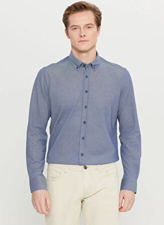 Altınyıldız Classics Slim Fit Düğmeli Yaka Lacivert Erkek Gömlek ACE020261468_LAC