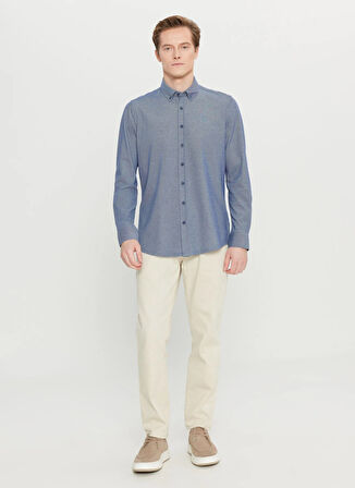 Altınyıldız Classics Slim Fit Düğmeli Yaka Lacivert Erkek Gömlek ACE020261468_LAC