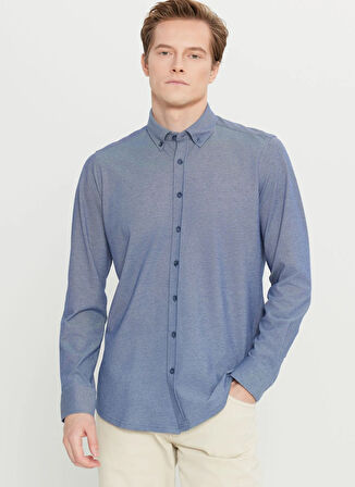 Altınyıldız Classics Slim Fit Düğmeli Yaka Lacivert Erkek Gömlek ACE020261468_LAC