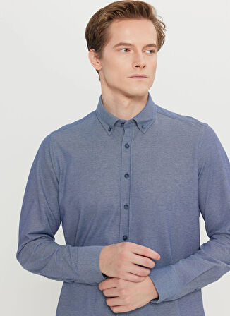Altınyıldız Classics Slim Fit Düğmeli Yaka Lacivert Erkek Gömlek ACE020261468_LAC