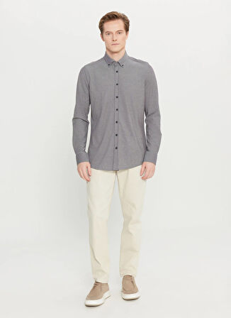 Altınyıldız Classics Slim Fit Düğmeli Yaka Gri Erkek Gömlek ACE020261468_GRI