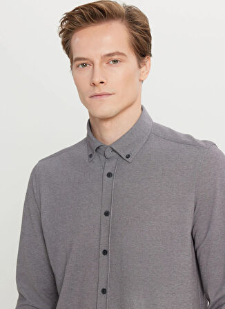 Altınyıldız Classics Slim Fit Düğmeli Yaka Gri Erkek Gömlek ACE020261468_GRI