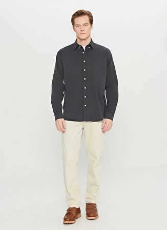 Altınyıldız Classics Comfort Fit Düğmeli Yaka Antrasit Erkek Gömlek ACE020261370_ATR