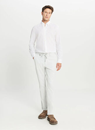 Altınyıldız Classics Bağlamalı Bel Duble Paça Slim Fit Gri Erkek Pantolon ACE001261335_GRI