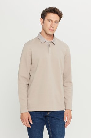 Pamuklu Slim Fit Dar Kesim Polo Yaka Uzun Kollu Esnek Tişört