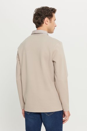 Pamuklu Slim Fit Dar Kesim Polo Yaka Uzun Kollu Esnek Tişört