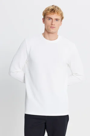 Slim Fit Dar Kesim Bisiklet Yaka Jakarlı Esnek Tişört