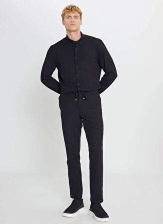 Altınyıldız Classics Bağlamalı Bel Normal Paça Slim Fit Siyah Erkek Pantolon ACE001252541_SYH
