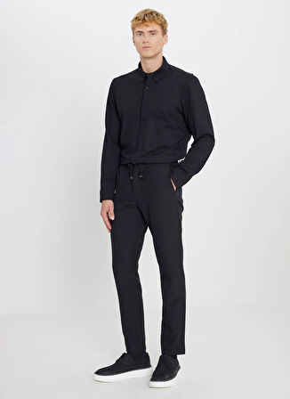 Altınyıldız Classics Bağlamalı Bel Normal Paça Slim Fit Siyah Erkek Pantolon ACE001252541_SYH