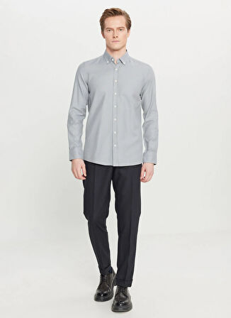 Altınyıldız Classics Slim Fit Düğmeli Yaka Gri Erkek Gömlek ACE020261321_GRI